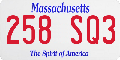 MA license plate 258SQ3