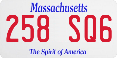 MA license plate 258SQ6