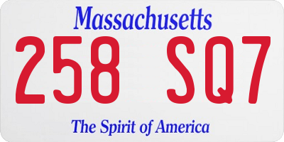 MA license plate 258SQ7