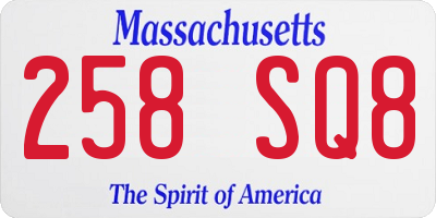 MA license plate 258SQ8