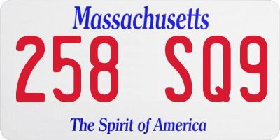 MA license plate 258SQ9