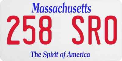 MA license plate 258SR0