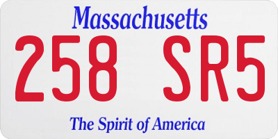 MA license plate 258SR5