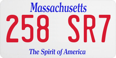MA license plate 258SR7