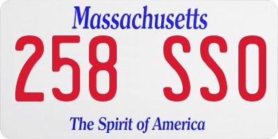 MA license plate 258SS0
