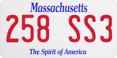 MA license plate 258SS3