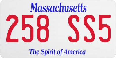 MA license plate 258SS5