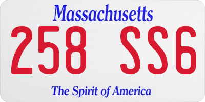 MA license plate 258SS6