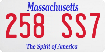MA license plate 258SS7