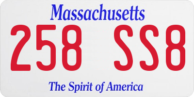 MA license plate 258SS8