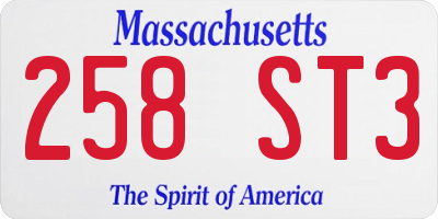 MA license plate 258ST3