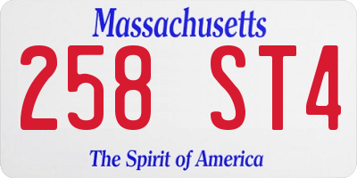 MA license plate 258ST4