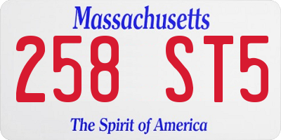 MA license plate 258ST5