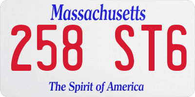 MA license plate 258ST6