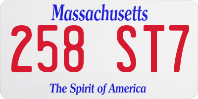 MA license plate 258ST7