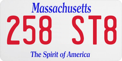 MA license plate 258ST8