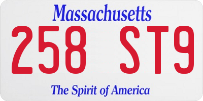 MA license plate 258ST9