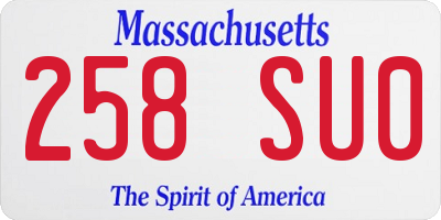 MA license plate 258SU0