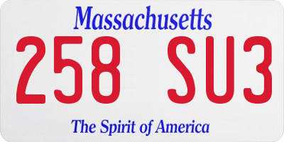 MA license plate 258SU3