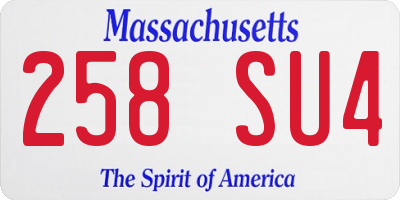 MA license plate 258SU4