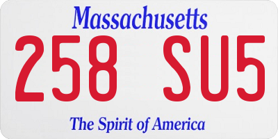 MA license plate 258SU5