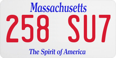 MA license plate 258SU7