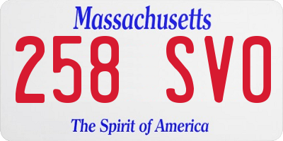 MA license plate 258SV0