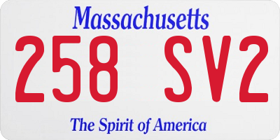 MA license plate 258SV2