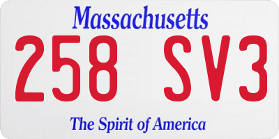 MA license plate 258SV3