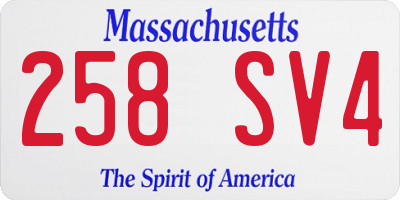 MA license plate 258SV4