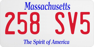 MA license plate 258SV5