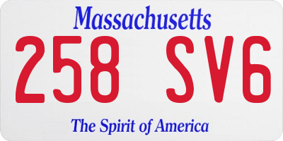 MA license plate 258SV6