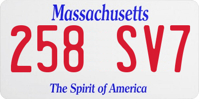 MA license plate 258SV7