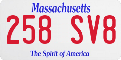 MA license plate 258SV8