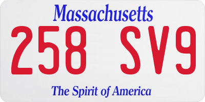 MA license plate 258SV9