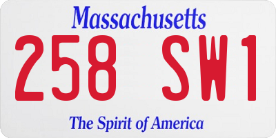 MA license plate 258SW1