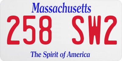 MA license plate 258SW2
