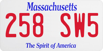 MA license plate 258SW5