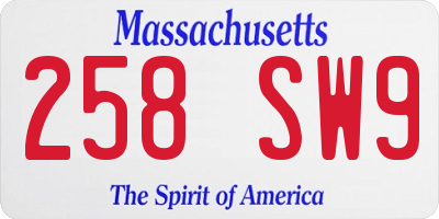 MA license plate 258SW9