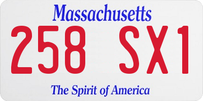 MA license plate 258SX1