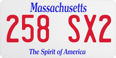 MA license plate 258SX2