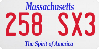 MA license plate 258SX3