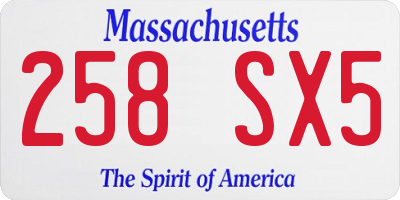 MA license plate 258SX5