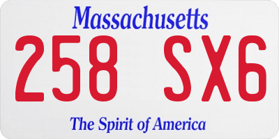 MA license plate 258SX6