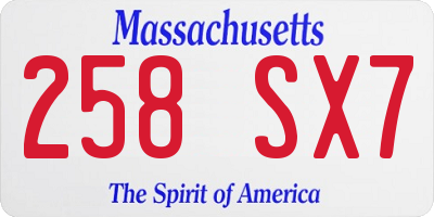 MA license plate 258SX7