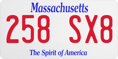 MA license plate 258SX8