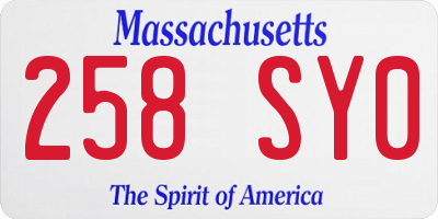 MA license plate 258SY0