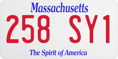 MA license plate 258SY1
