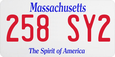 MA license plate 258SY2