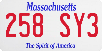 MA license plate 258SY3